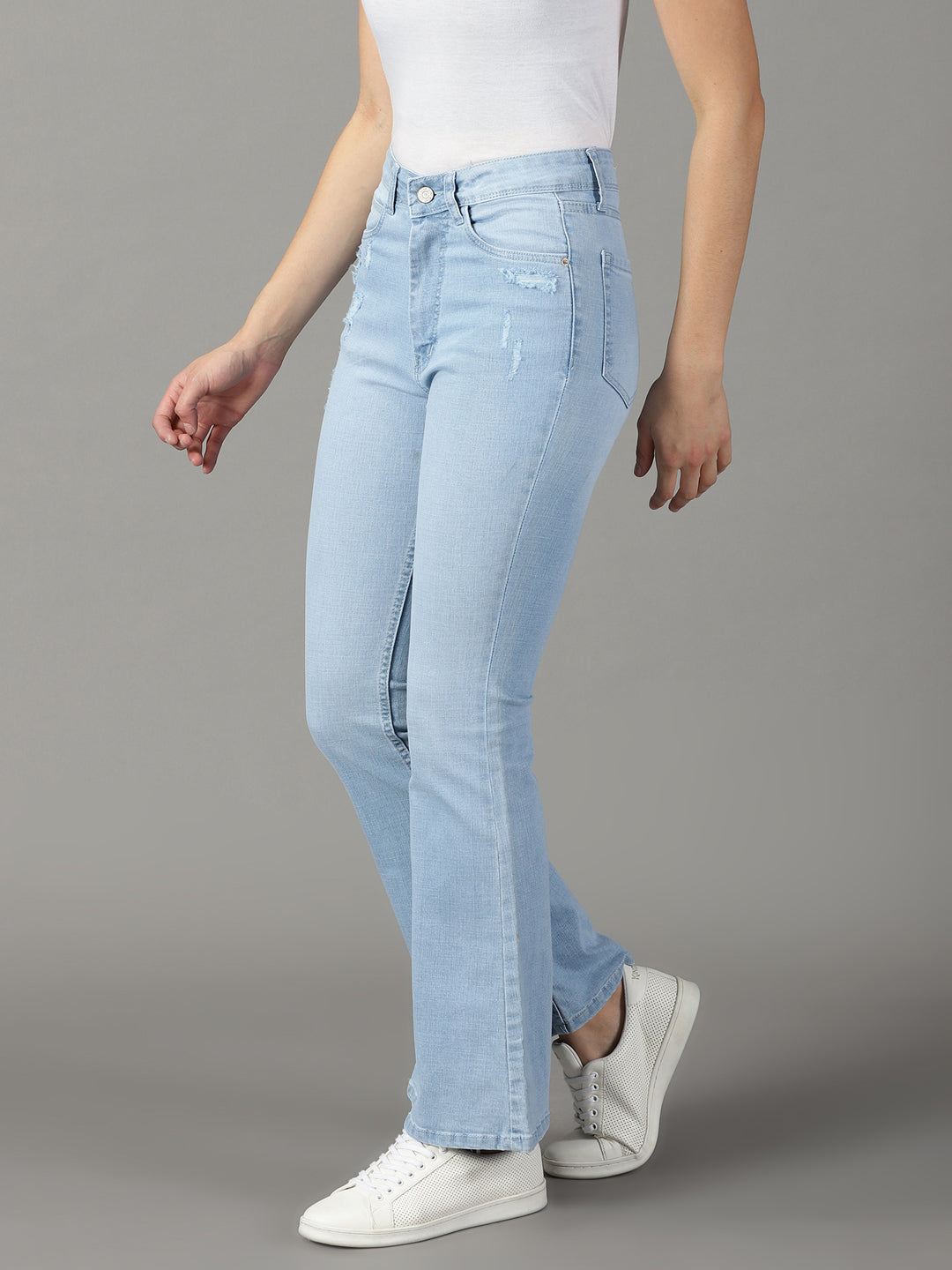 Women's Blue Bootcut High-Rise Stretchable Jeans
