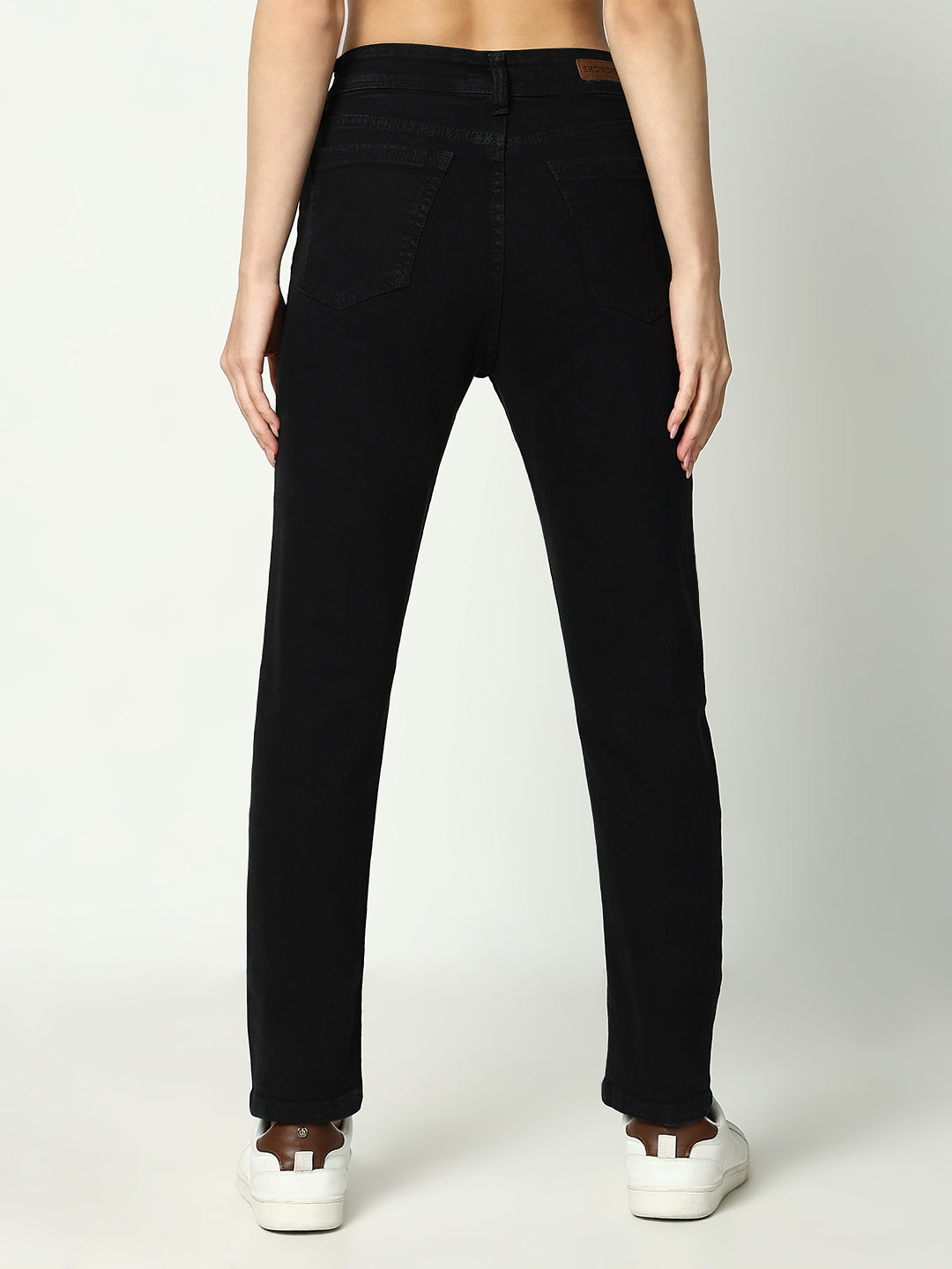 Women's Black Cotton Comfort Slim Fit Acid Wash Stretchable Jeans