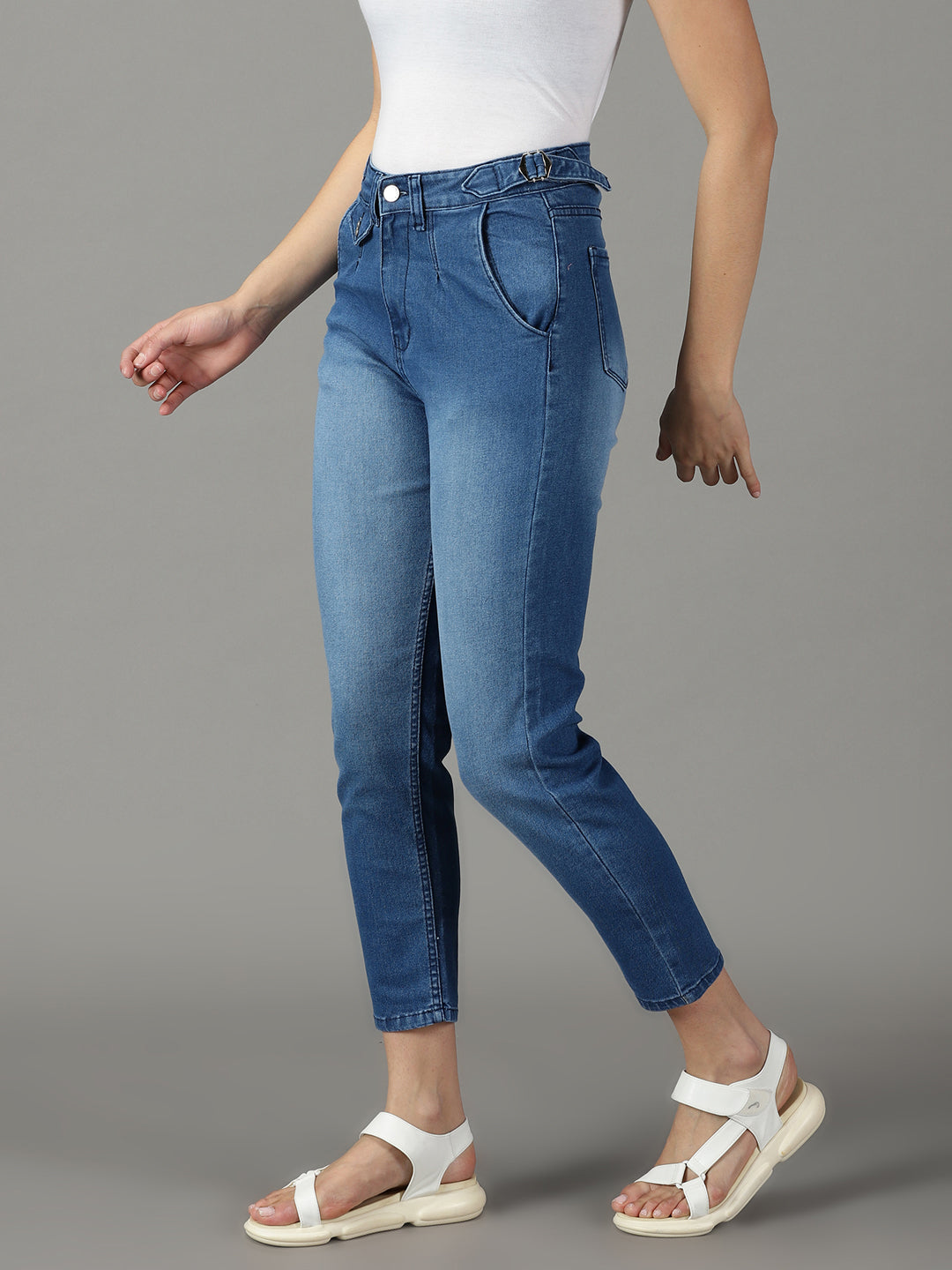 Women's Blue High-Rise Light Fade Stretchable Jeans