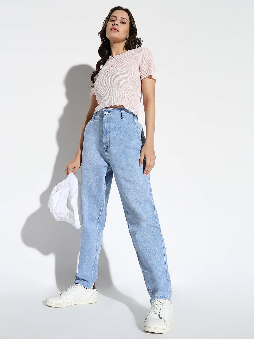 Women's Blue Comfort Mom Fit Stretchable Denim Jeans