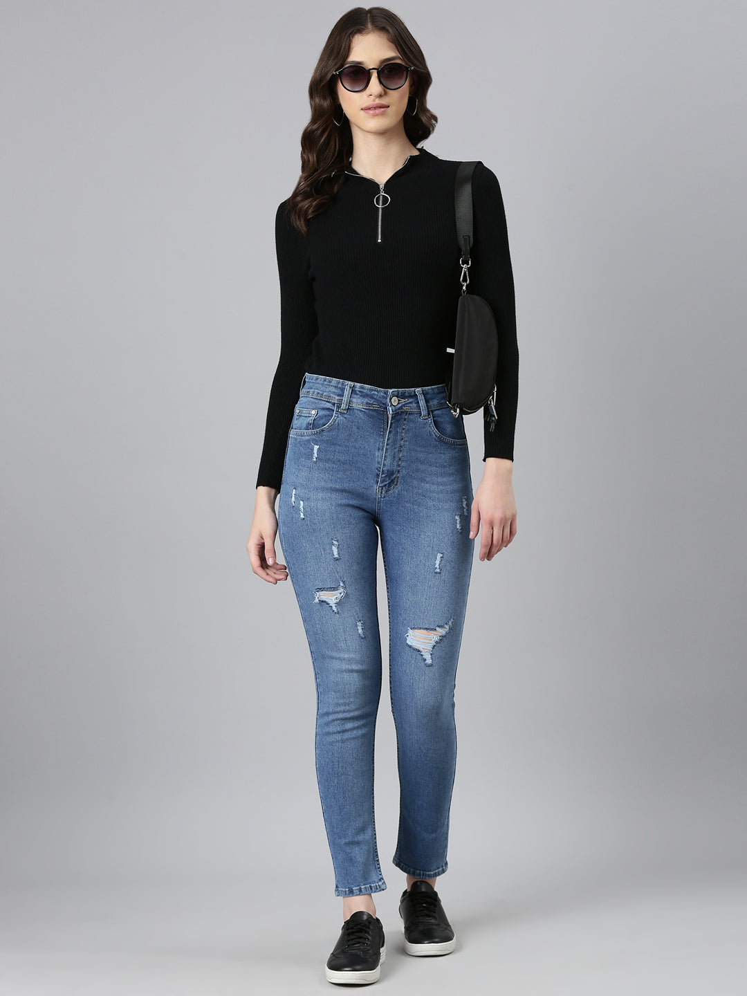 Women's Blue High-Rise Light Fade Denim Jeans