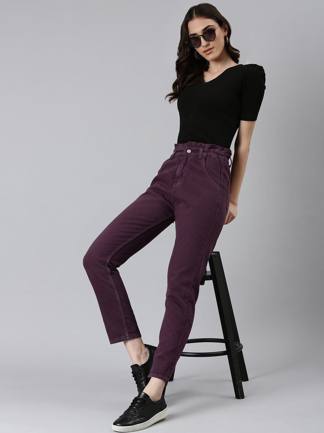 Women's Purple High Rise Denim Jeans