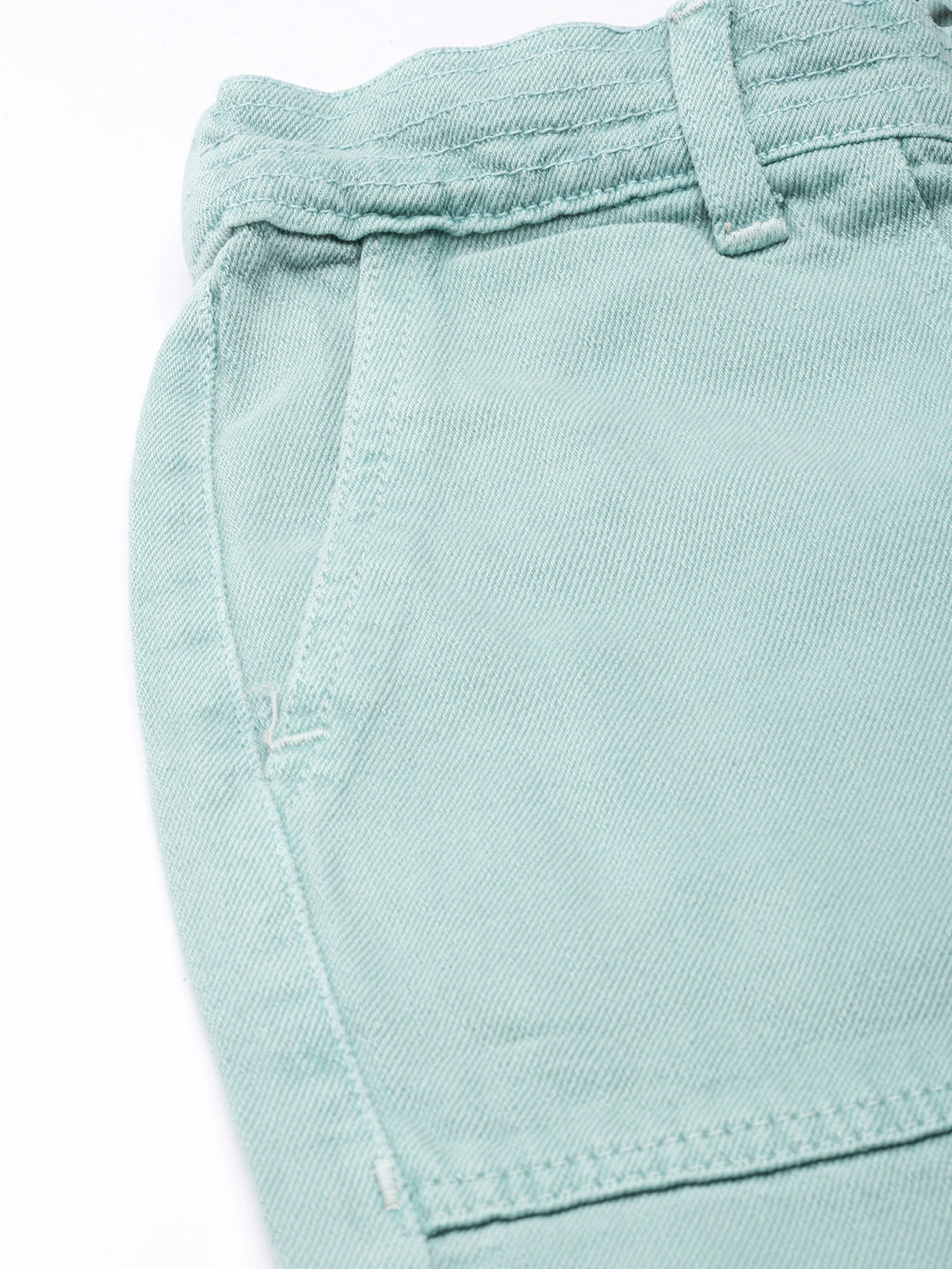 Women's Sea Green Wide Leg Acid Wash Mid-Rise Denim Jeans