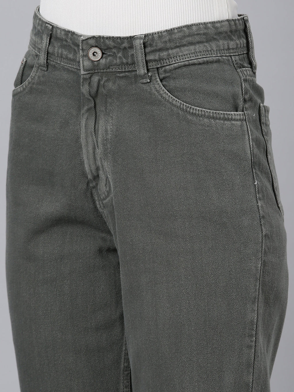 Women's Olive Wide Leg Denim Jeans