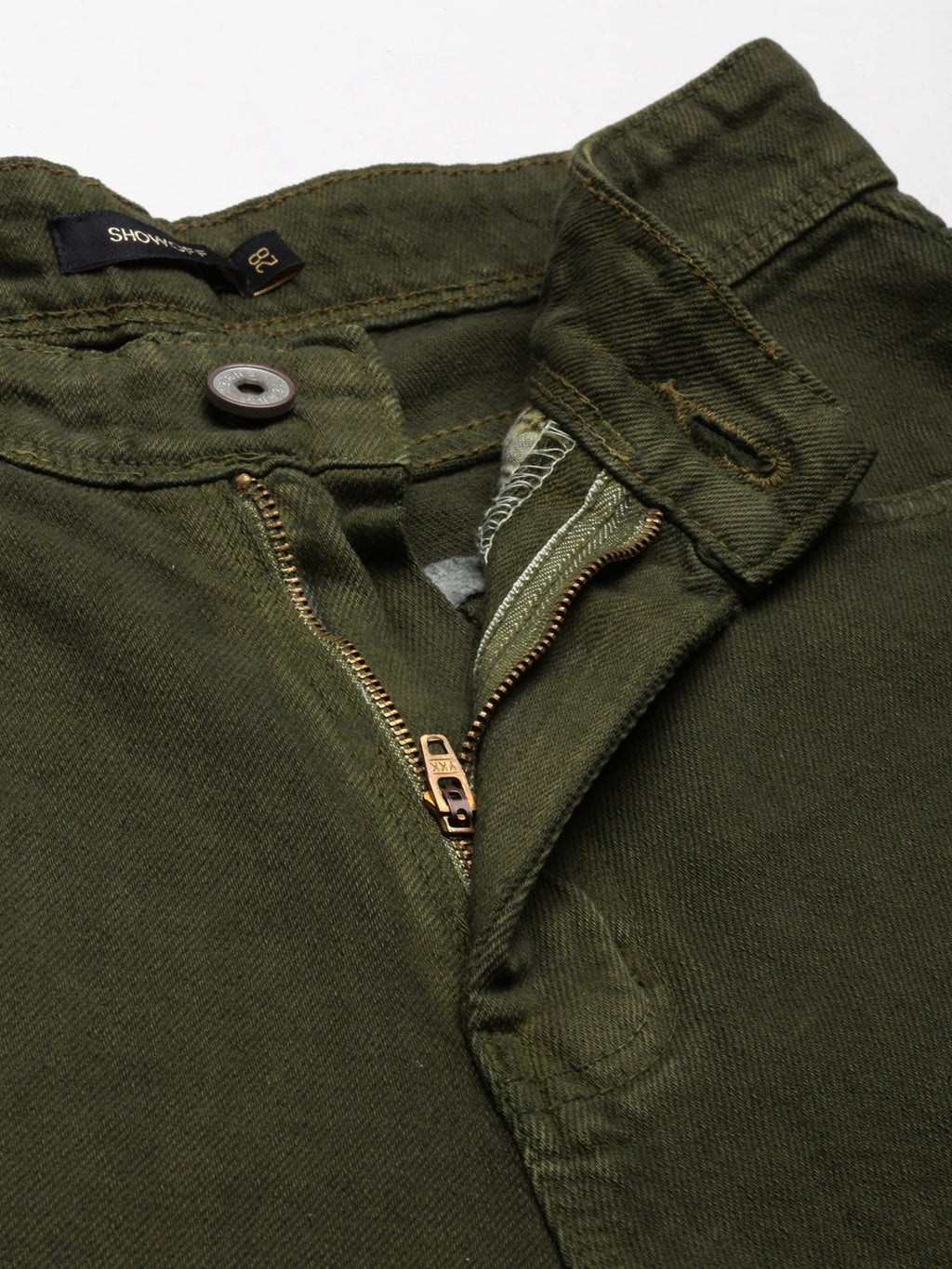 Women's Olive Straight Fit Denim Cotton Jeans