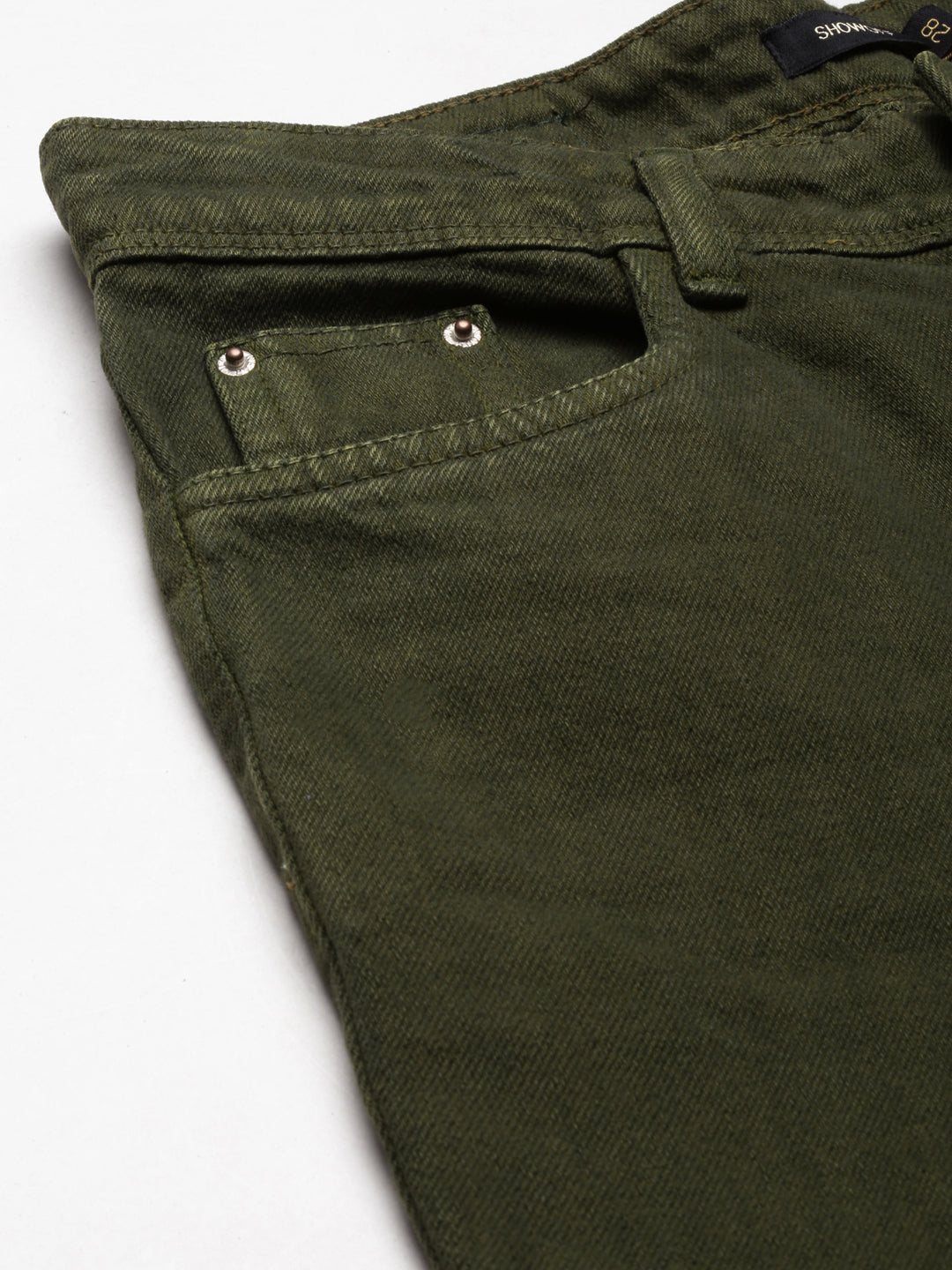 Women's Olive Straight Fit Denim Cotton Jeans