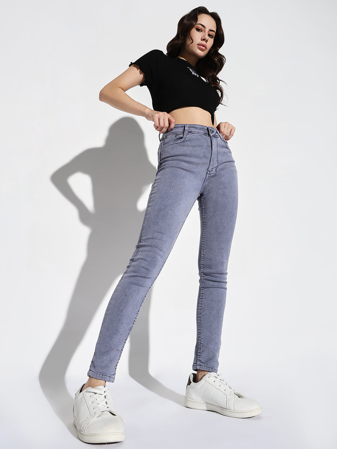 Women's Purple Comfort Skinny Fit Light Fade Stretchable Jeans