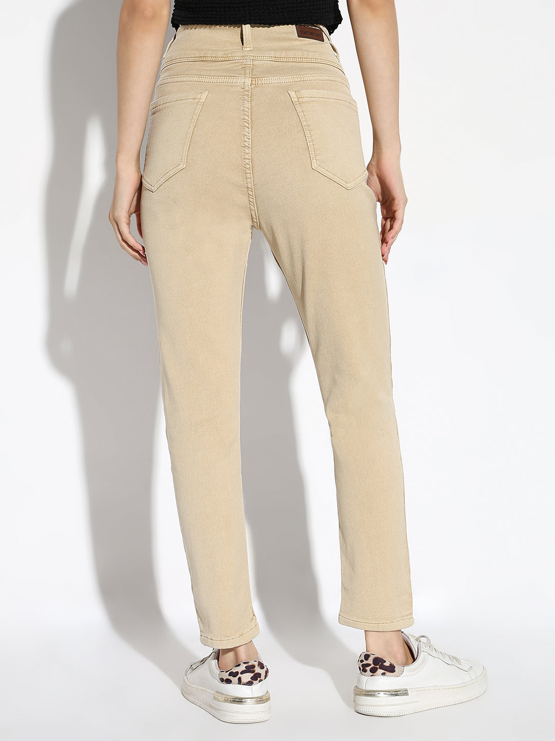 Women's Beige Comfort Slim Fit Light Fade Denim Jeans