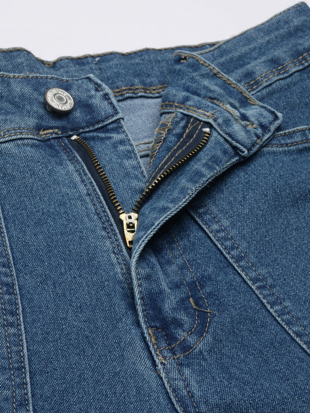 Women's Blue Mid-Rise Straight Fit Denim Jeans