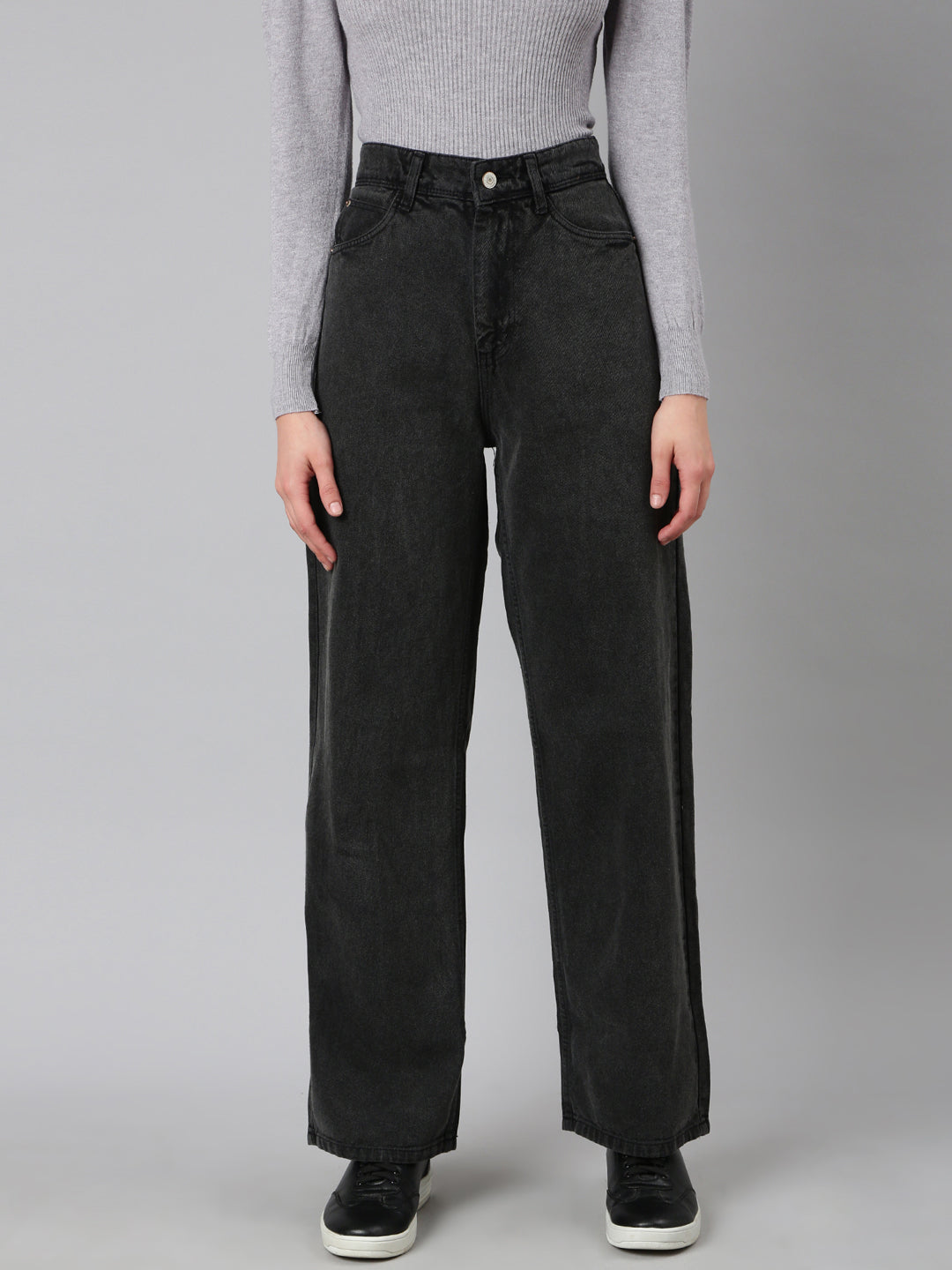 Women's Grey Wide Leg Denim Jeans