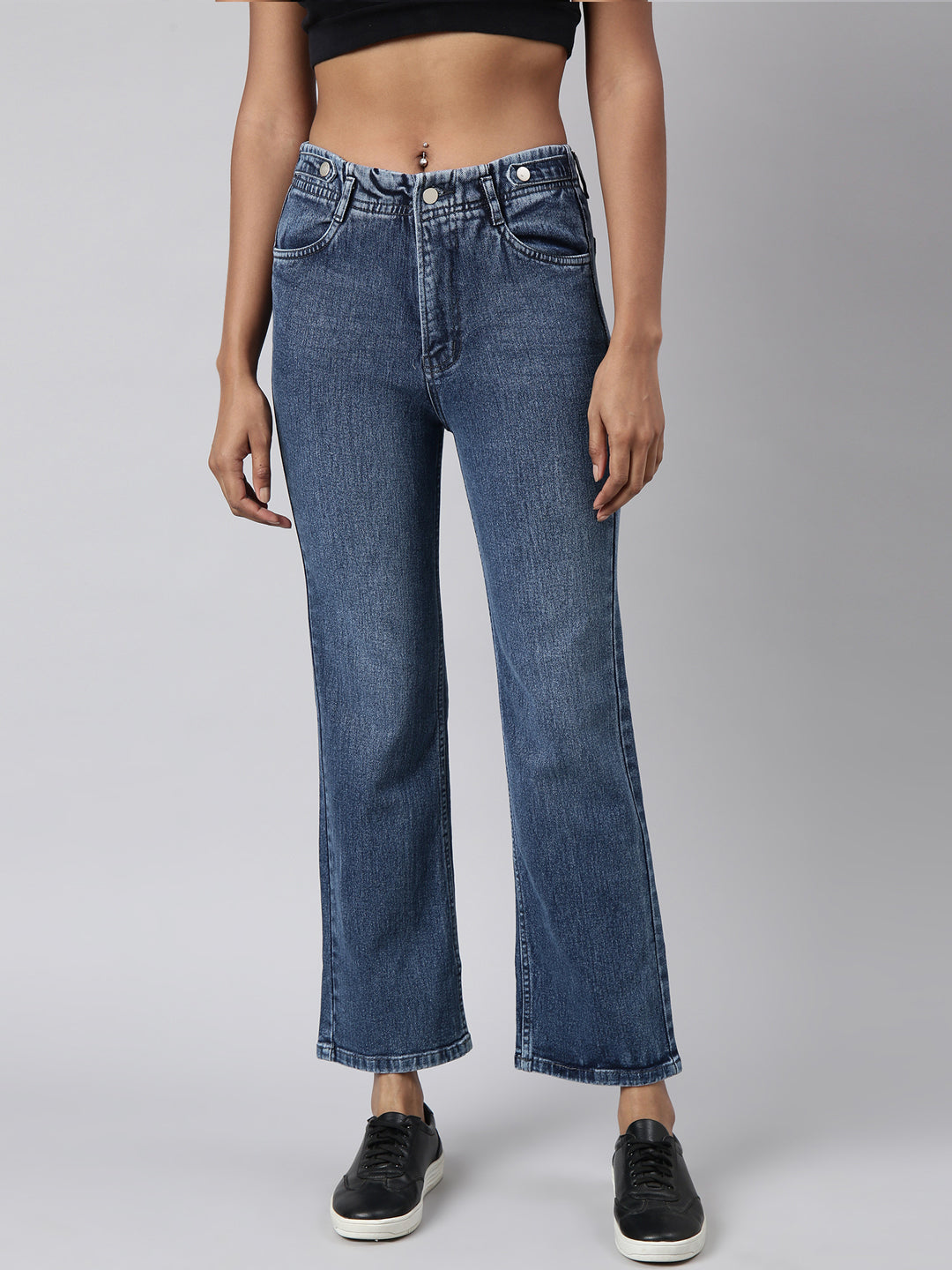 Women's Blue Straight Fit Light Fade Jeans