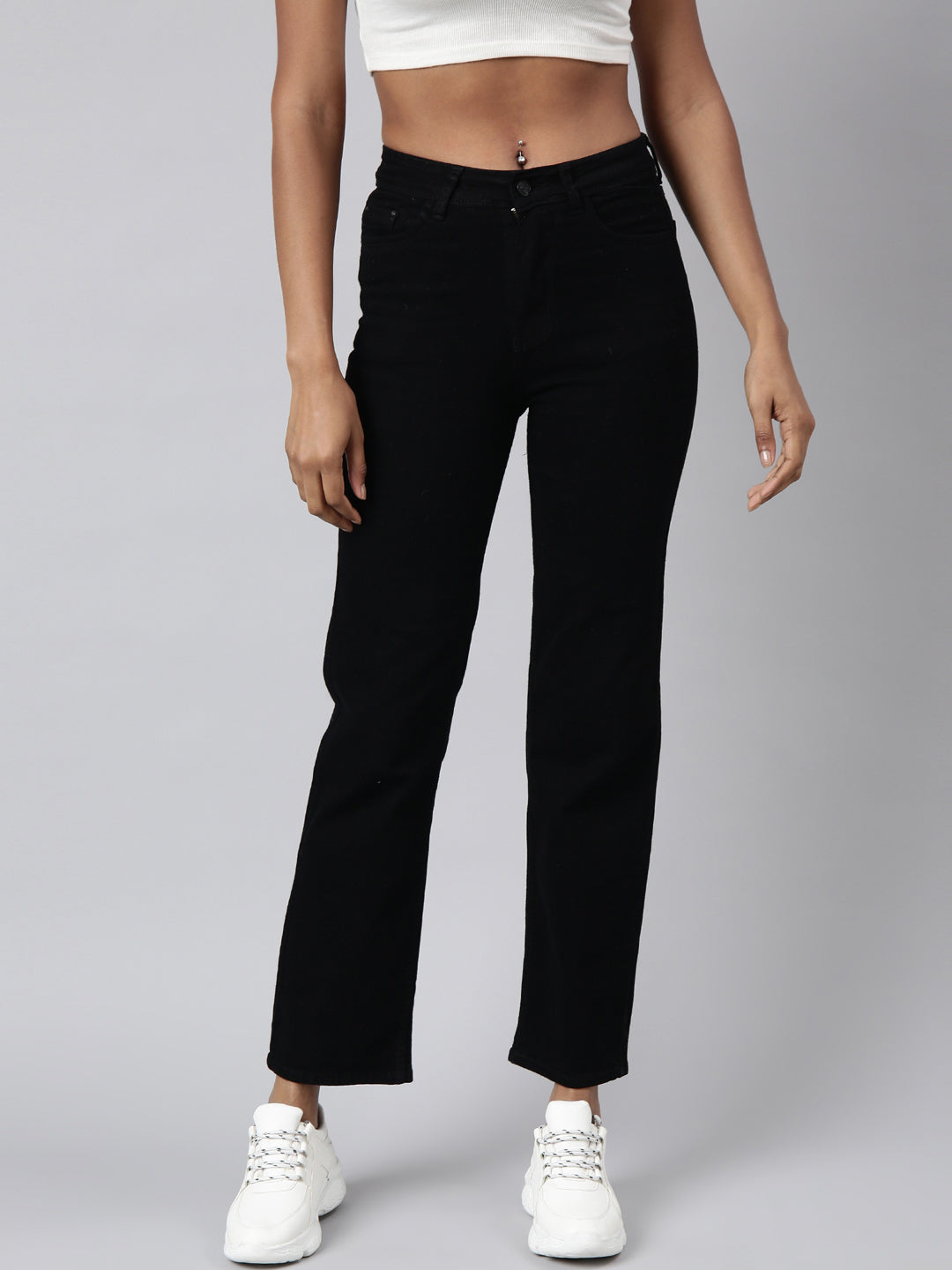 Women's Black Straight Fit Jeans