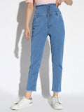 Women's Blue Comfort Slim Fit Acid Wash Stretchable Jeans