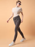 Women's Brown Straight Fit High-Rise Stretchable Jeans