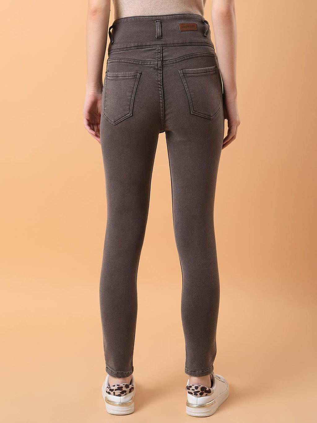 Women's Brown Straight Fit High-Rise Stretchable Jeans