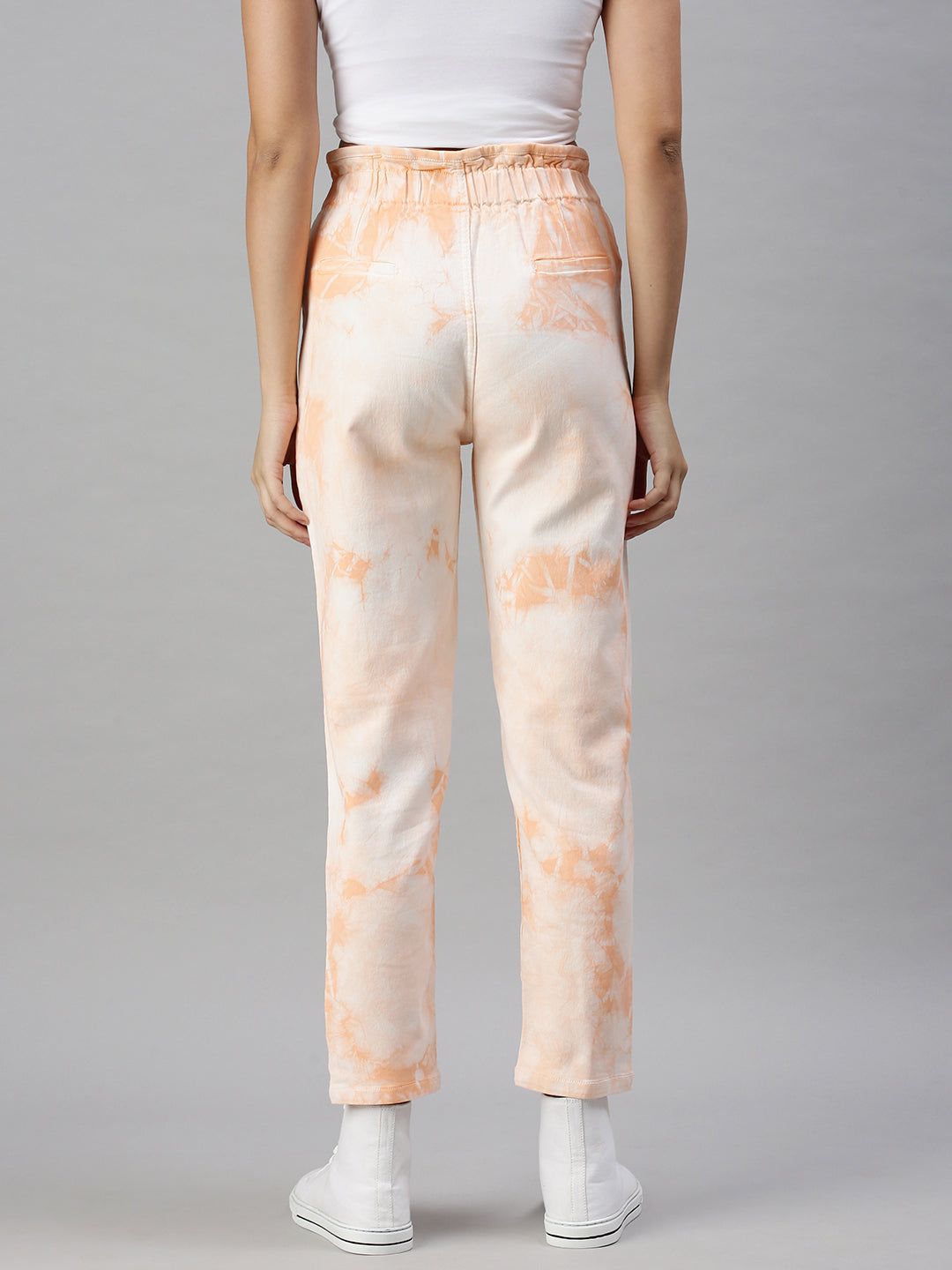 Women's Orange Mom Fit High-Rise Clean Look Stretchable Jeans