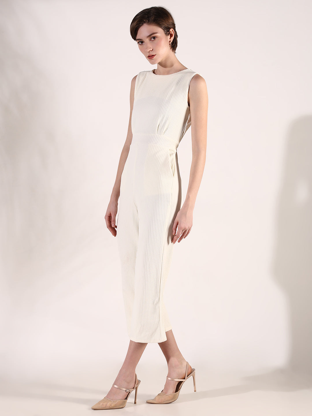 Women's Cream Basic Jumpsuit