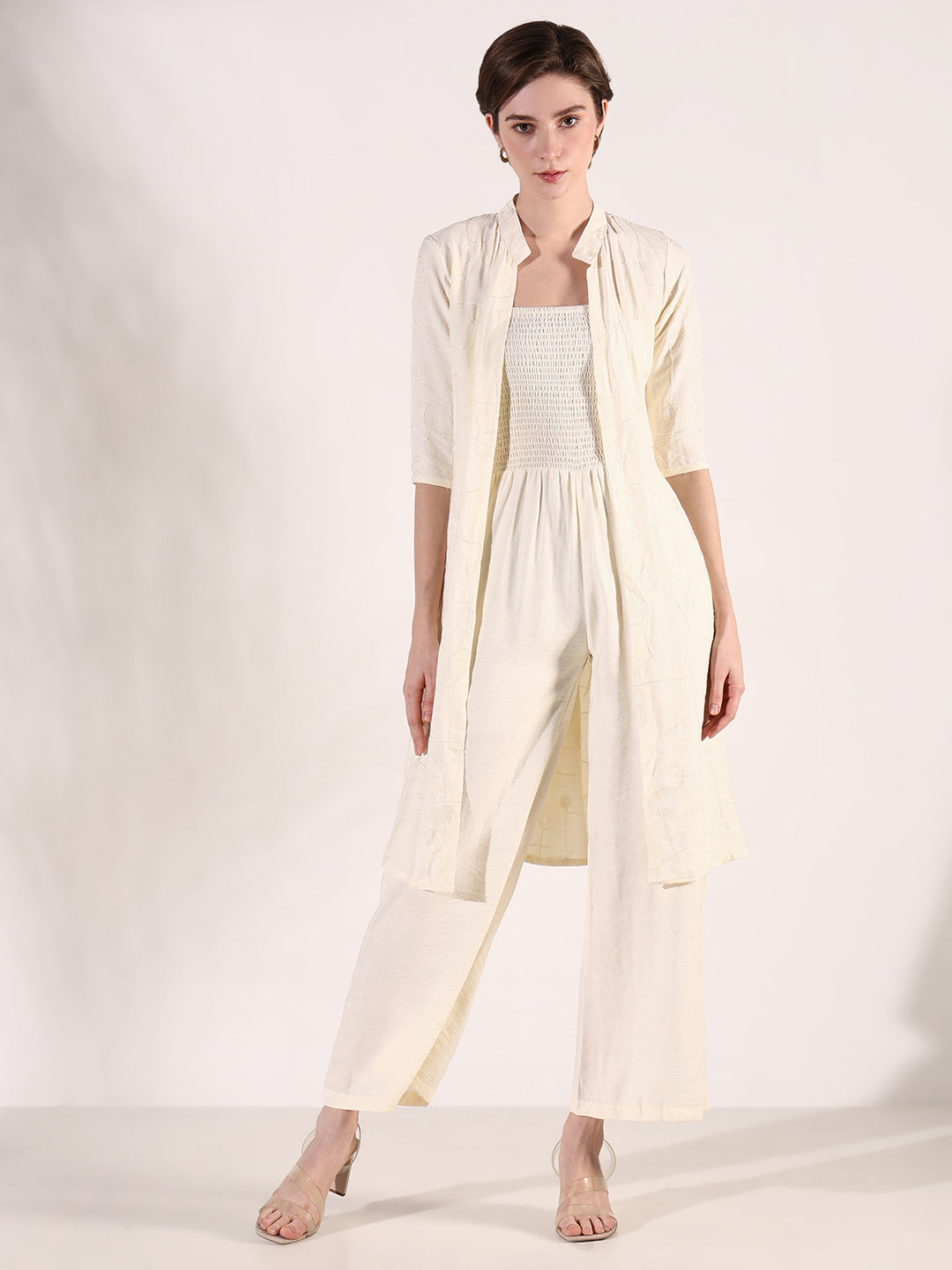 Women's Cream Basic Jumpsuit