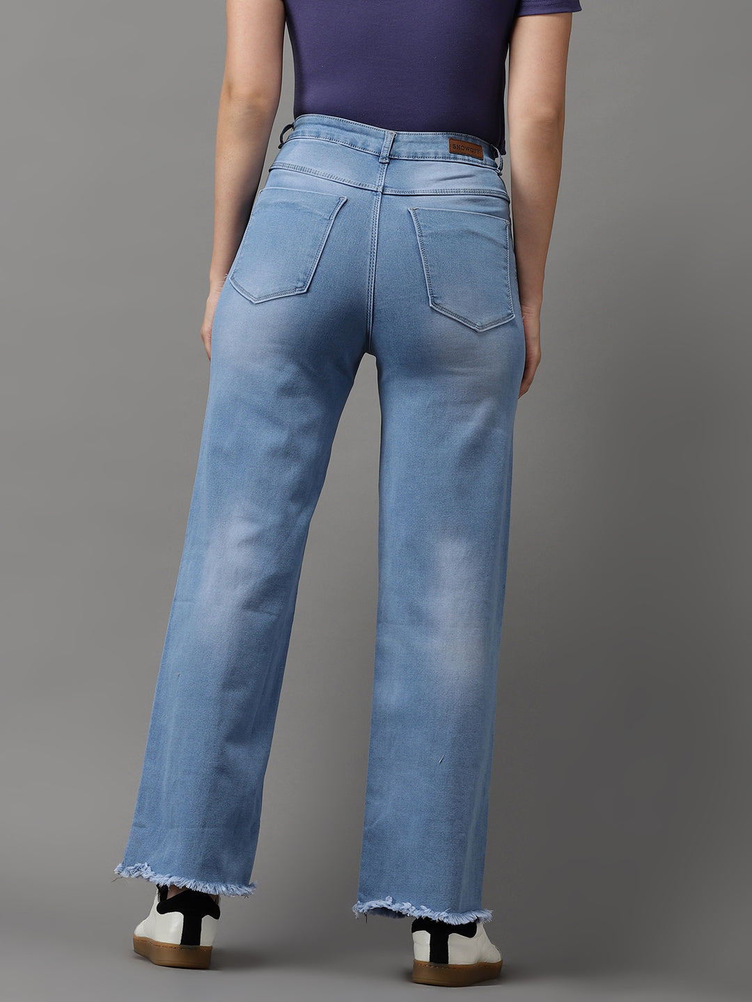 Women's Blue Jean Wide Leg High-Rise Light Fade Stretchable Jeans