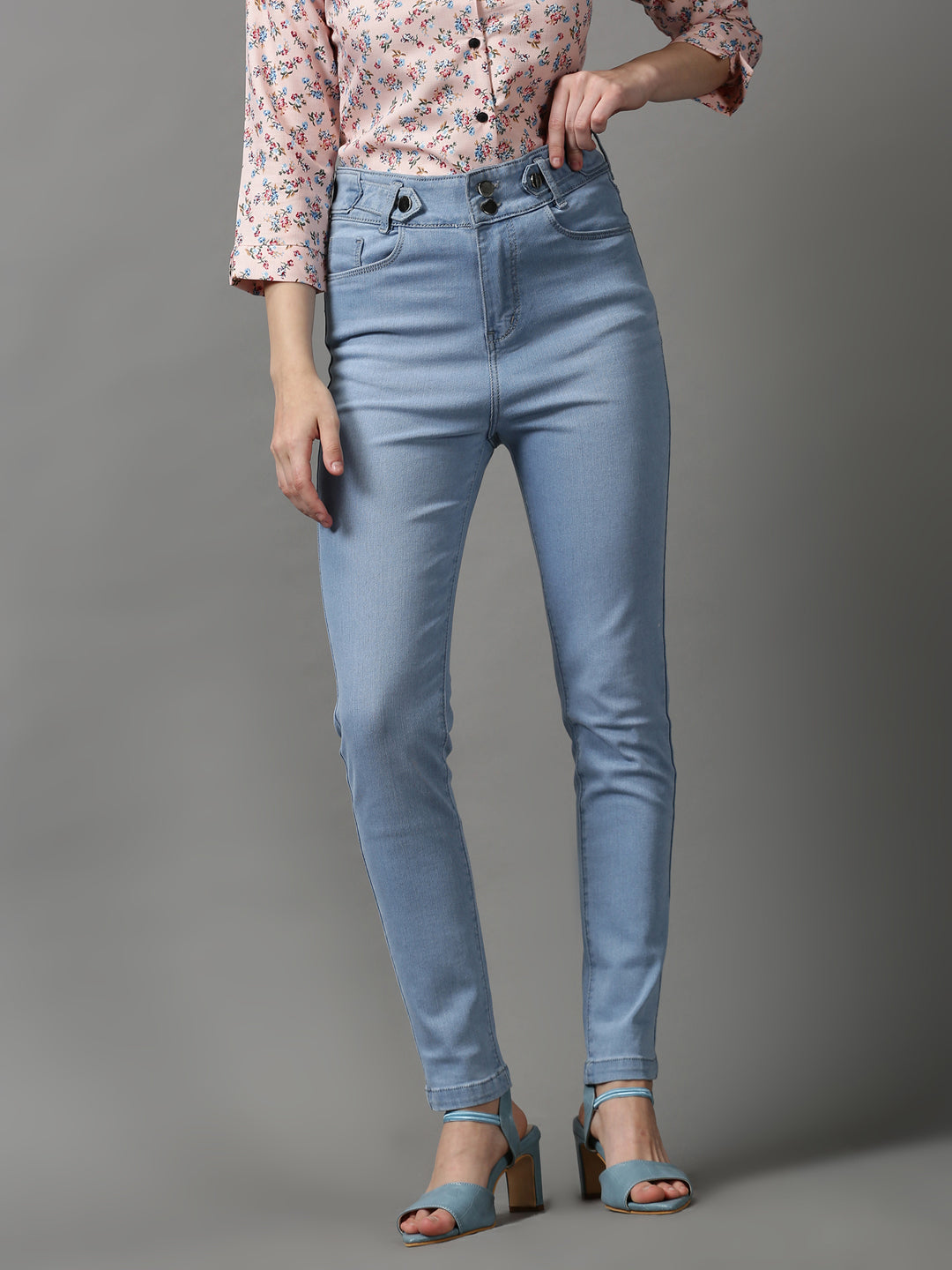 Women's Blue Skinny Fit Light Fade Stretchable Denim Jeans