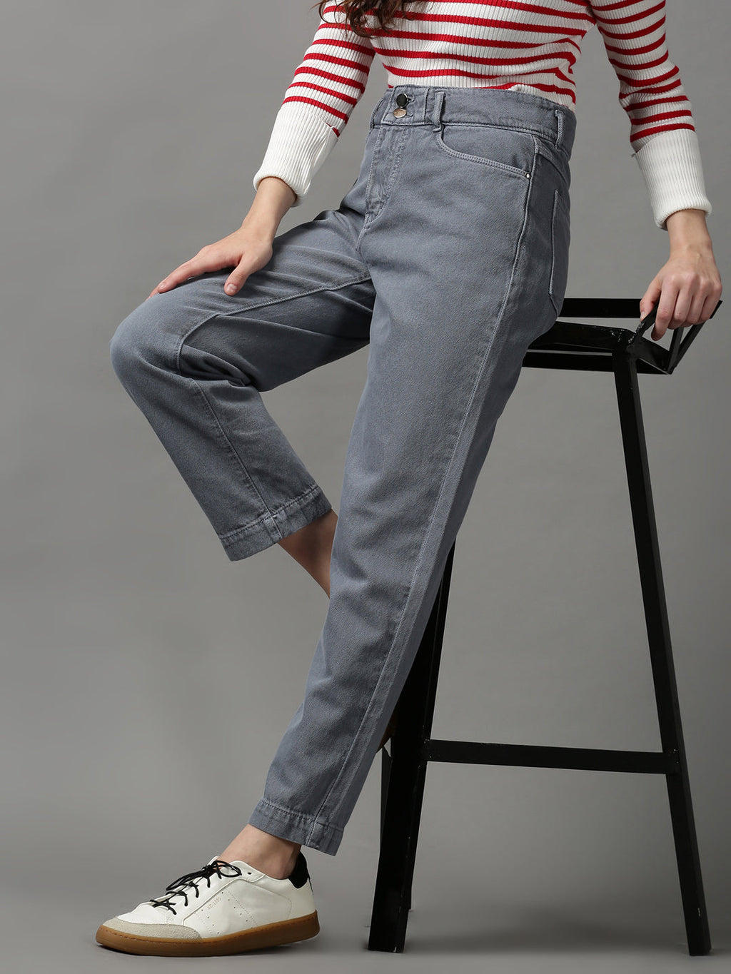 Women's Grey Cotton Denim Jeans