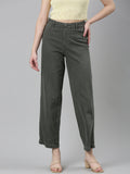 Women's Olive Retro Denims Wide Leg Jeans