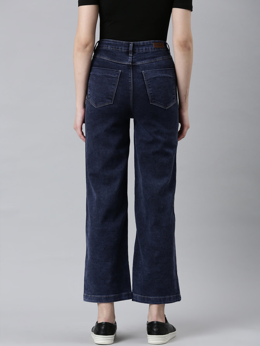 Women's Navy Blue Mid Rise Jean Mom Fit Retro Denim Jeans