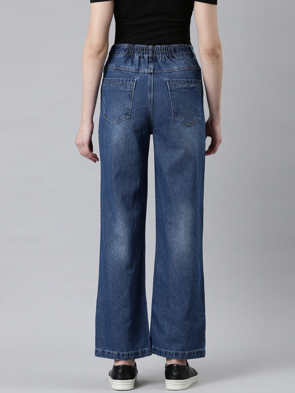 Women's Blue Jean Wide Leg High-Rise Light Fade Denim Jeans