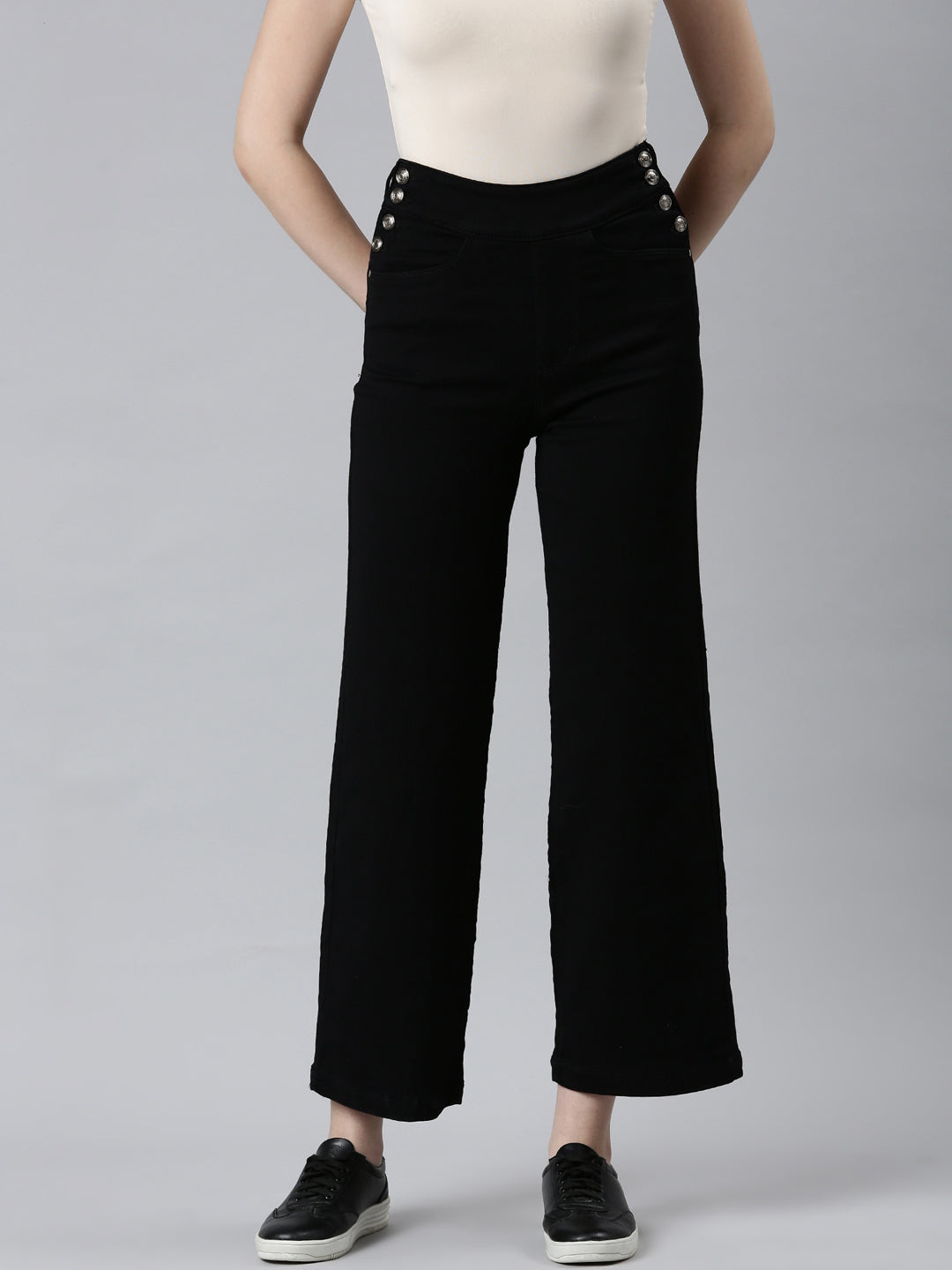 Women's Black Wide Leg Denim Jeans