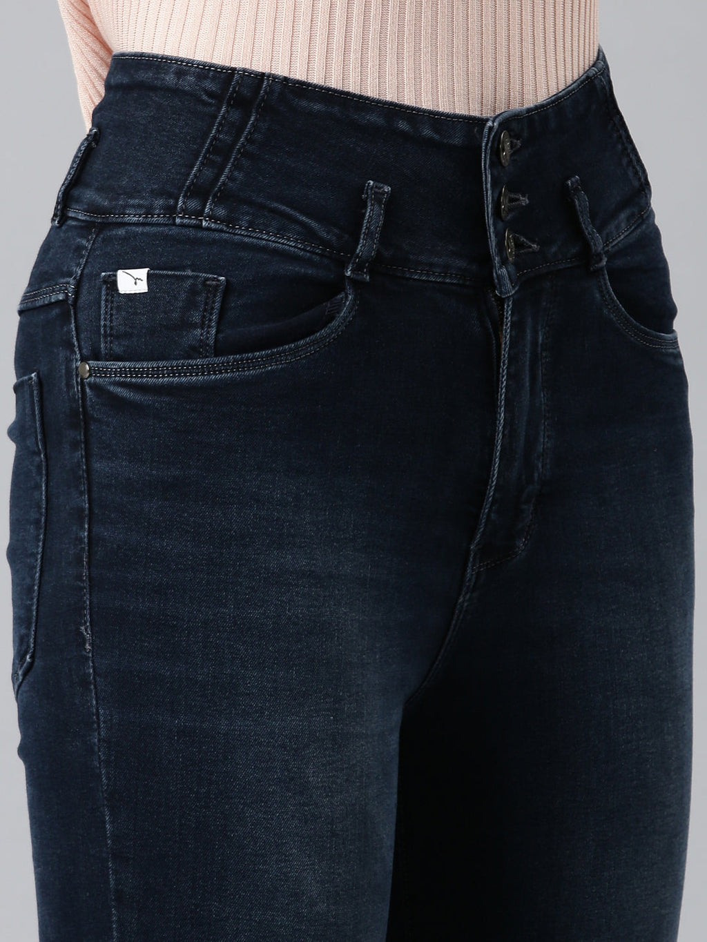 Women's Navy Blue Clean Look Denim Bootcut Jeans