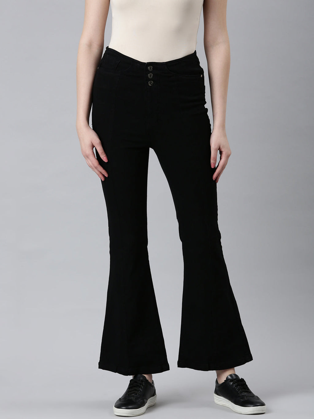 Women's Black Bootcut High-Rise Denim Jeans