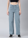 Women's Grey Wide Leg Stretchable Denim Jeans