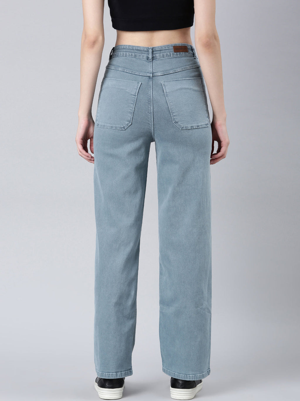 Women's Grey Wide Leg Stretchable Denim Jeans