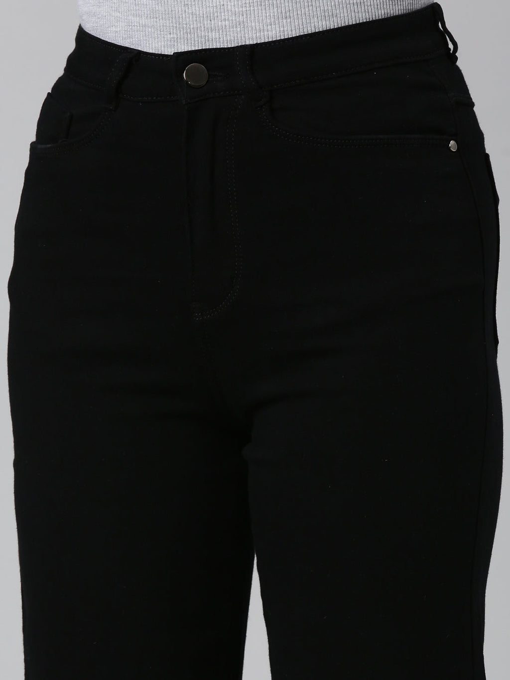 Women's Black Jean Acid Wash Wide Leg Mid-Rise Denim Jeans
