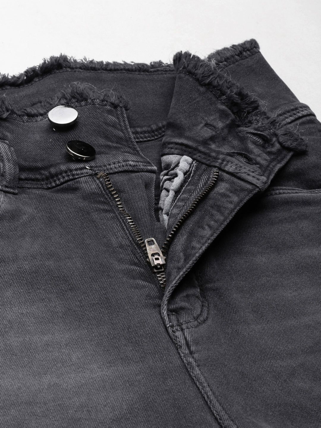 Women's Black Straight Fit Light Fade Acid Wash Denim Jeans