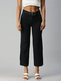 Women's Grey Wide Leg High-Rise Stretchable Jeans