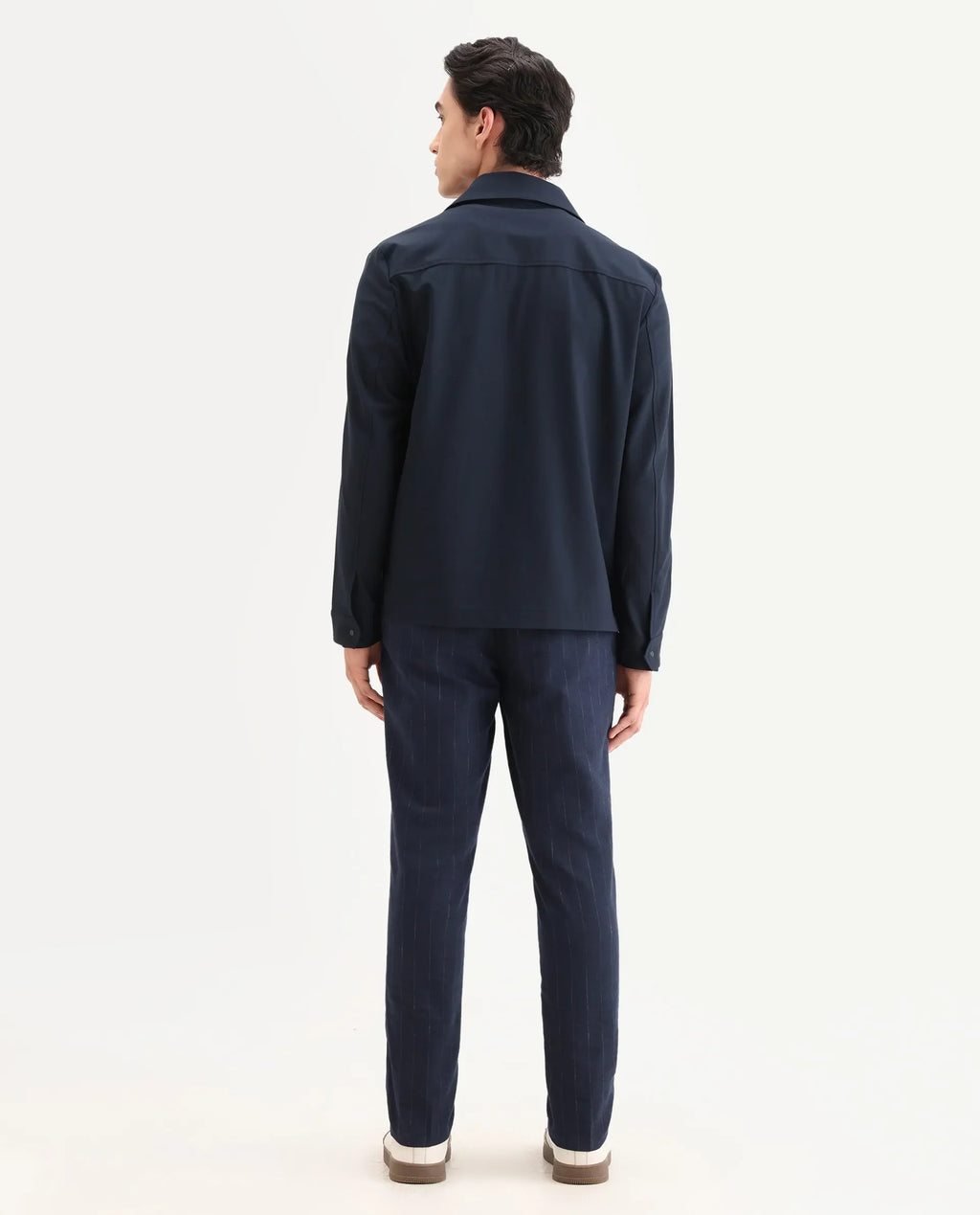 Rare Rabbit Men's Jlo Blue Cotton Blend Striped Print Relaxed Fit Trouser