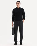 Rare Rabbit Men's Kelo Black Cotton Blend Plain Regular Fit Trouser