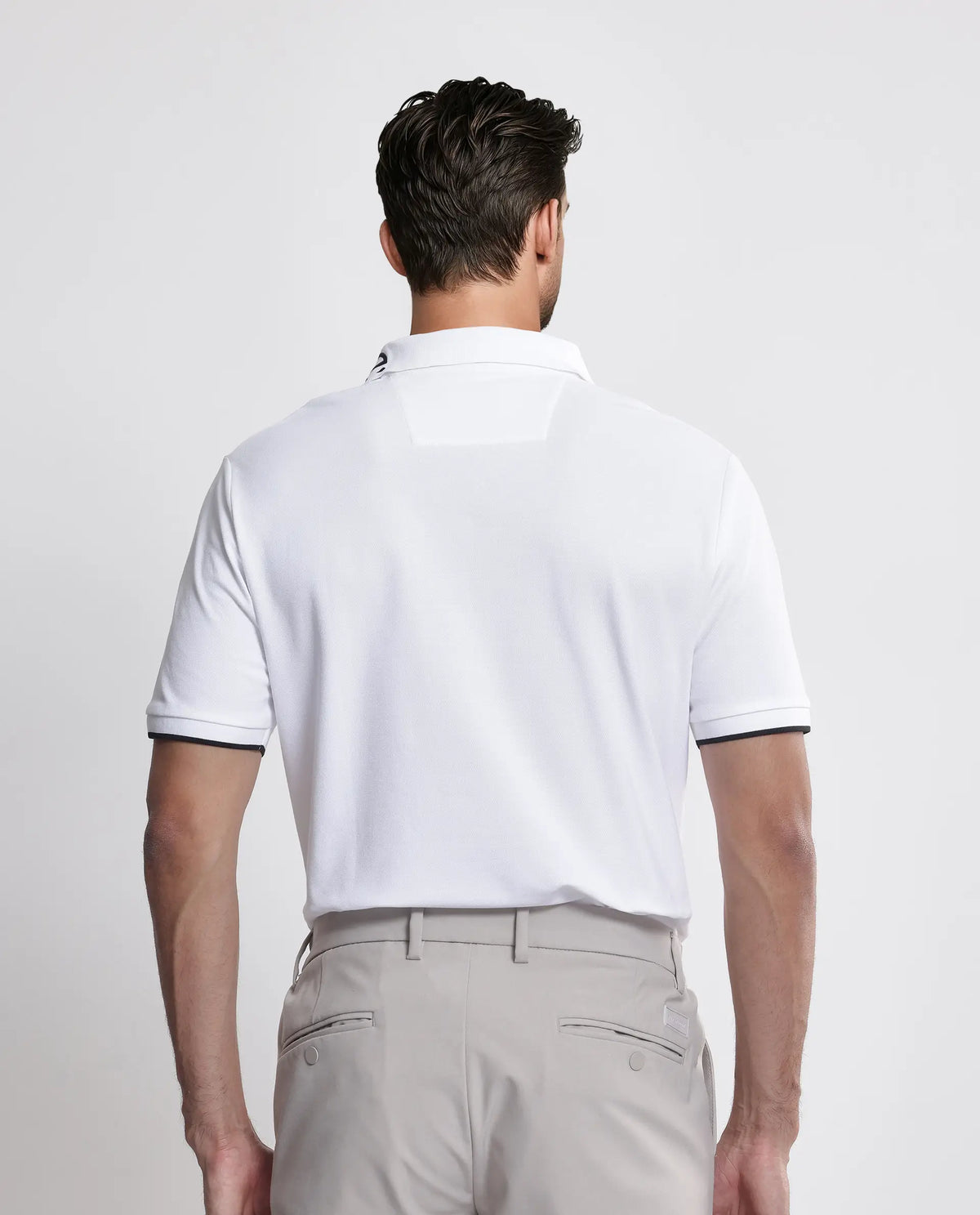 Rare Rabbit Men's Limo White Cotton Embroidered Regular Fit Half Sleeve Polo