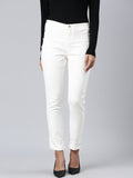 Women's Off White Slim Fit Stretchable Denim Jeans