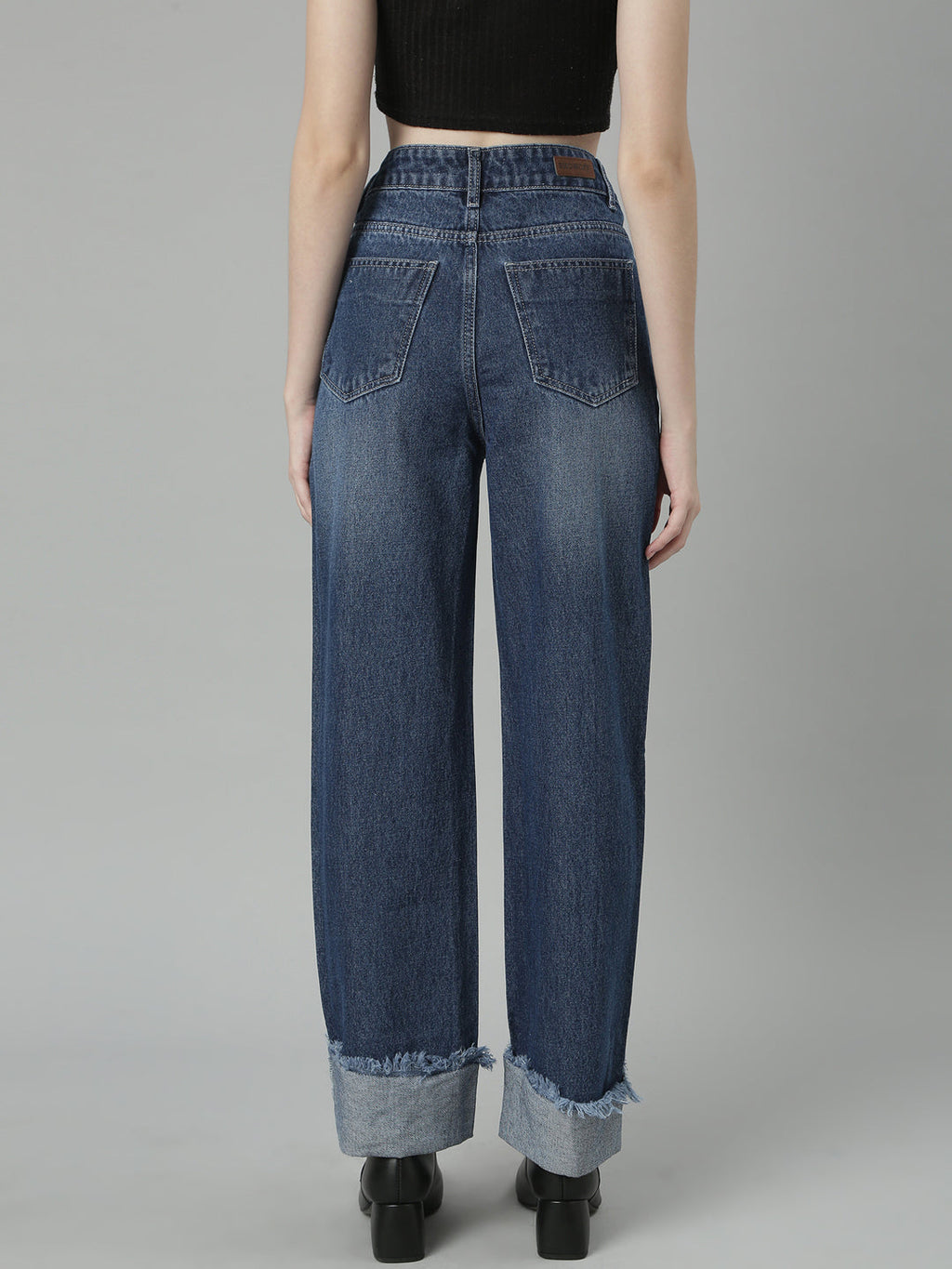 Women's Blue Jean Straight Fit Light Fade Acid Wash Jeans