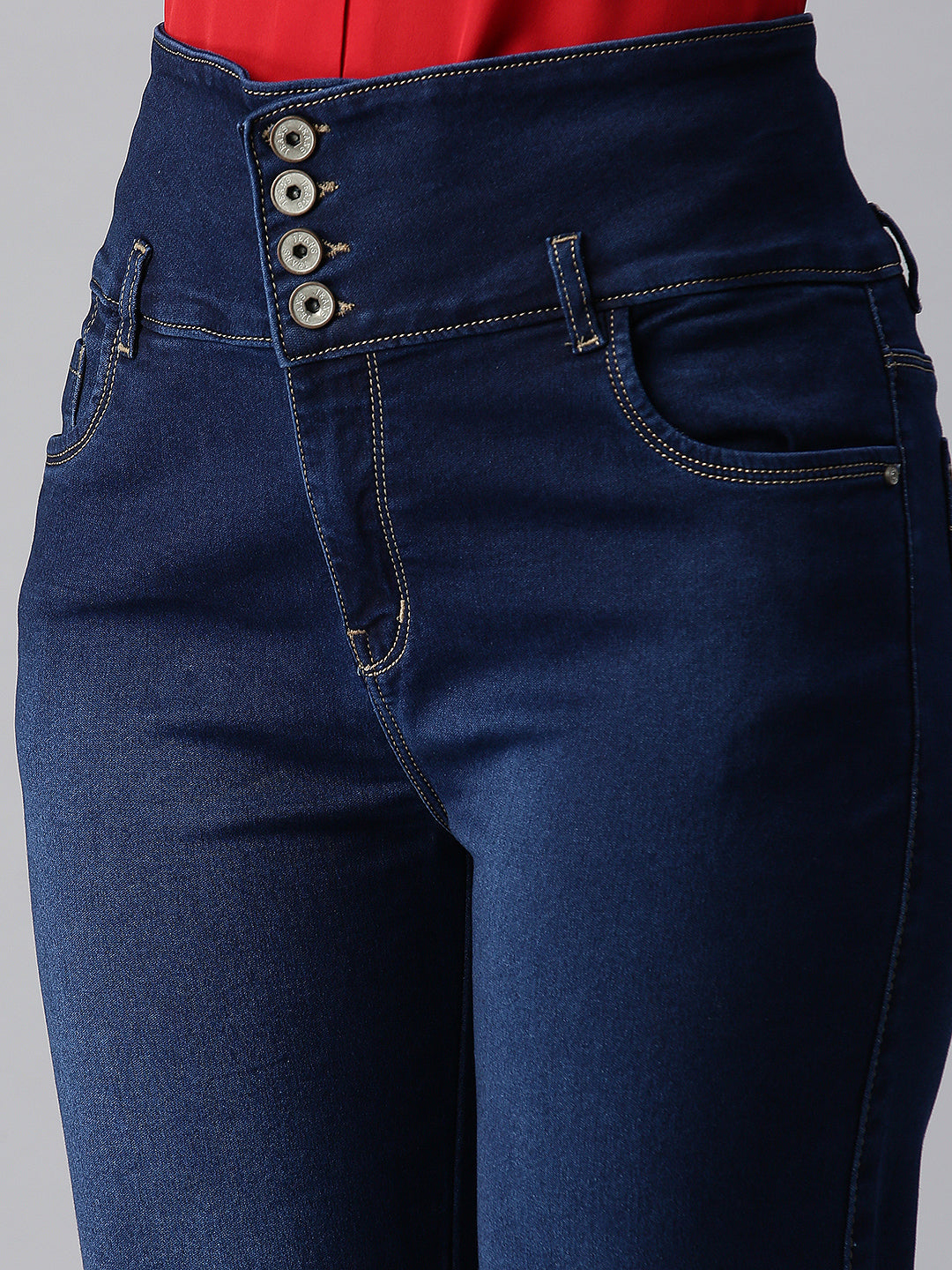 Women's Blue Straight Fit High-Rise Stretchable Denim Jeans