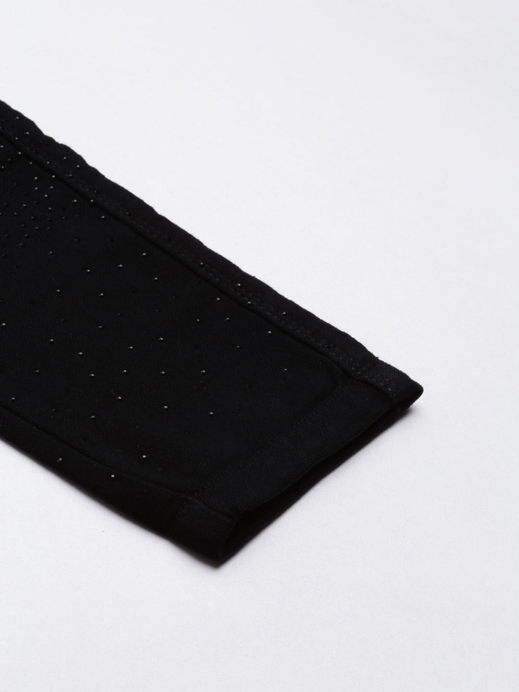 Women's Black Slim Fit High-Rise Embellished Denim Jeans