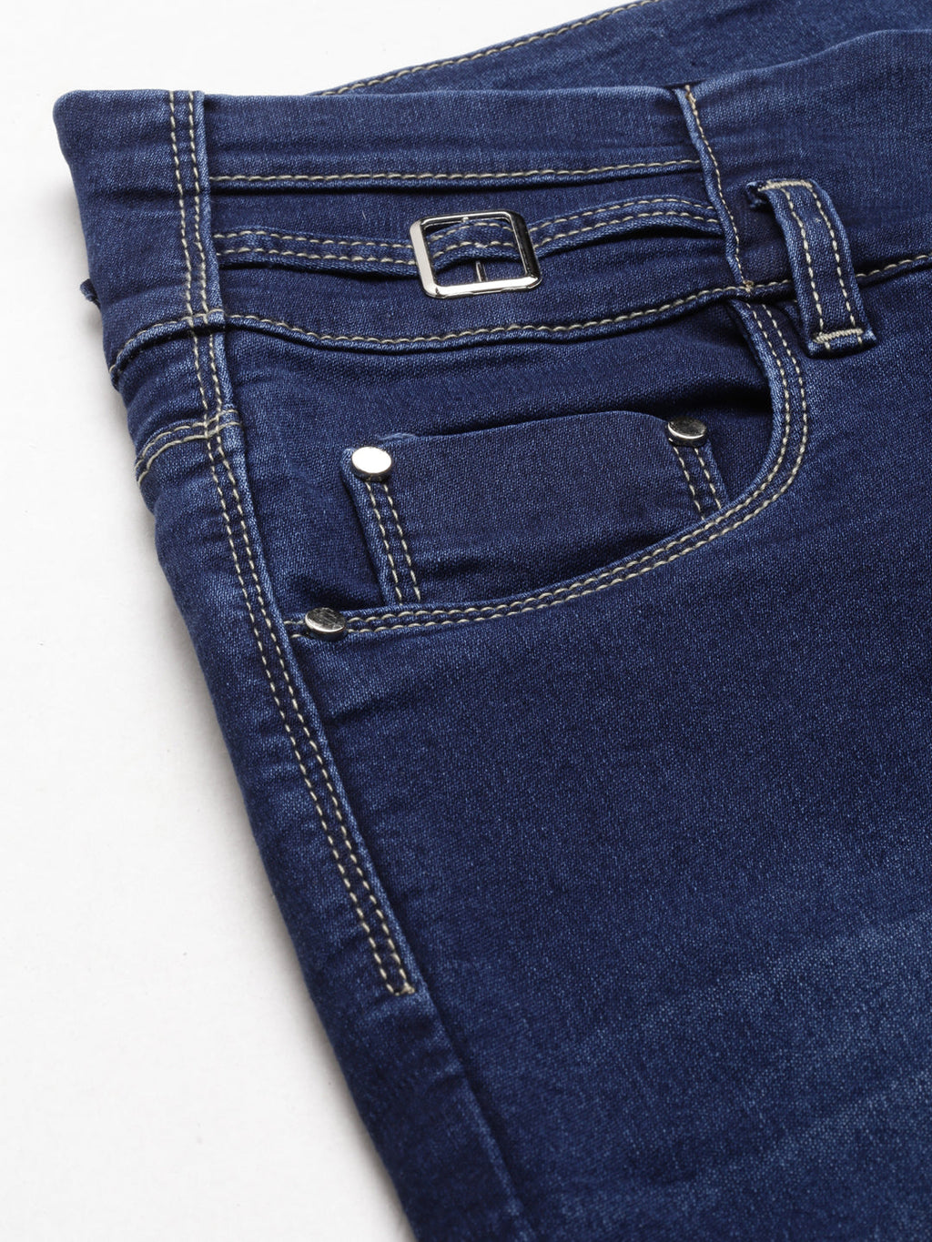 Women's Navy Blue Skinny Fit High Rise Light Fade Denim Jeans