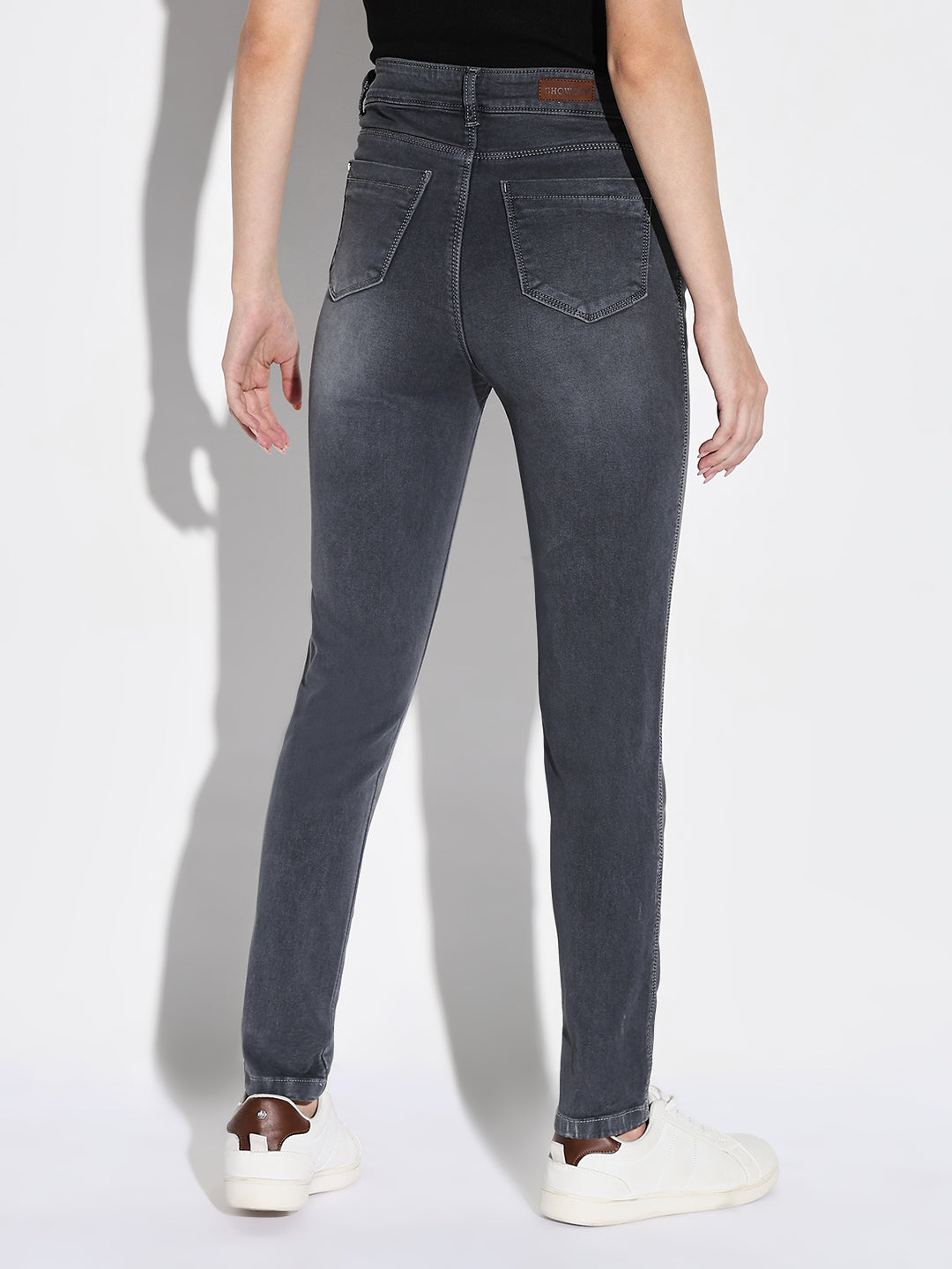 Women's Grey Comfort Slim Fit High-Rise Stretchable Jeans