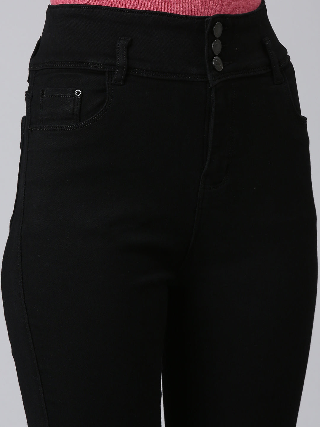 Women's Black Solid Skinny Fit Denim Jeans