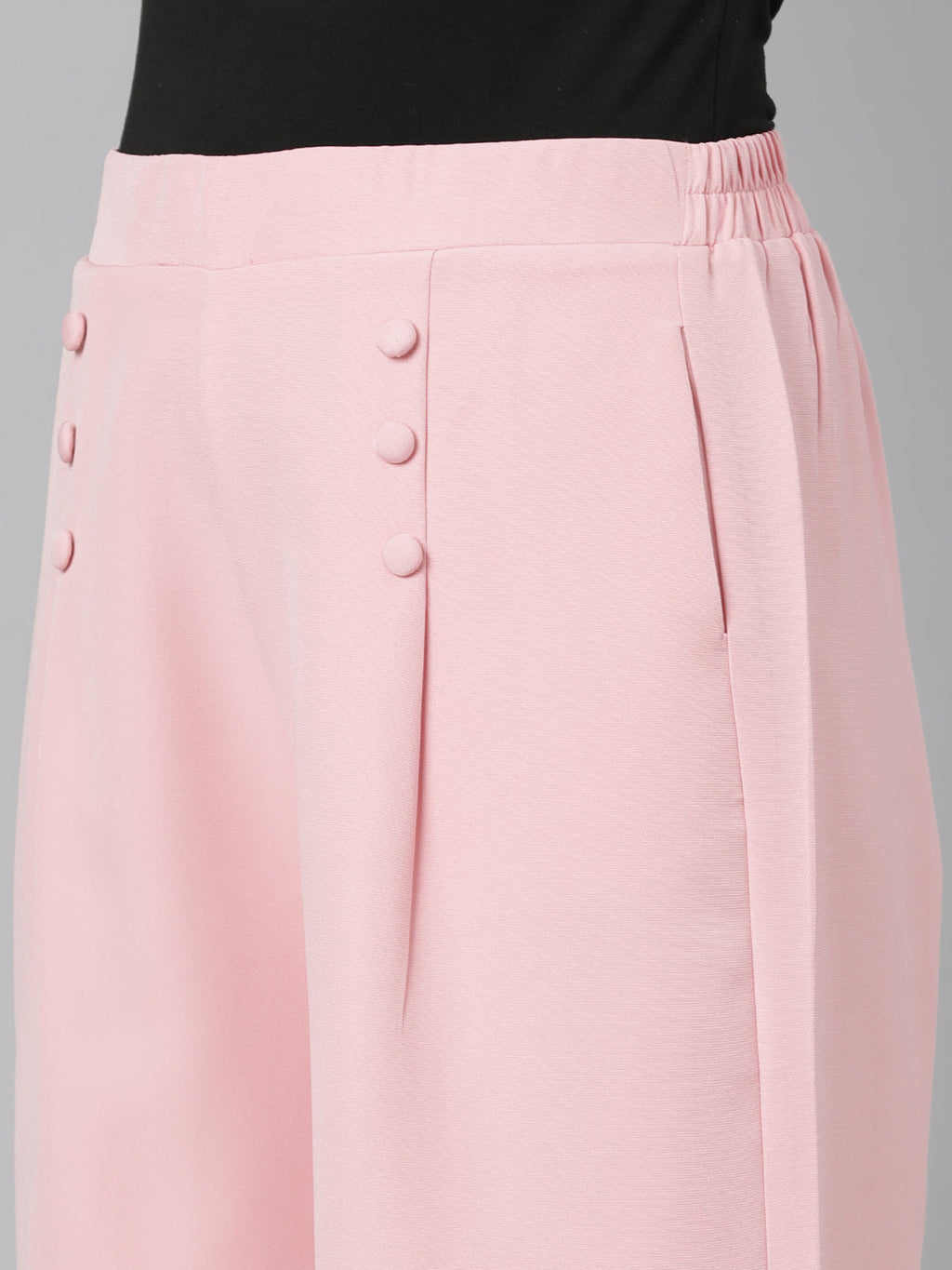 Women's Pink Relaxed Straight Leg Cotton Parallel Trouser