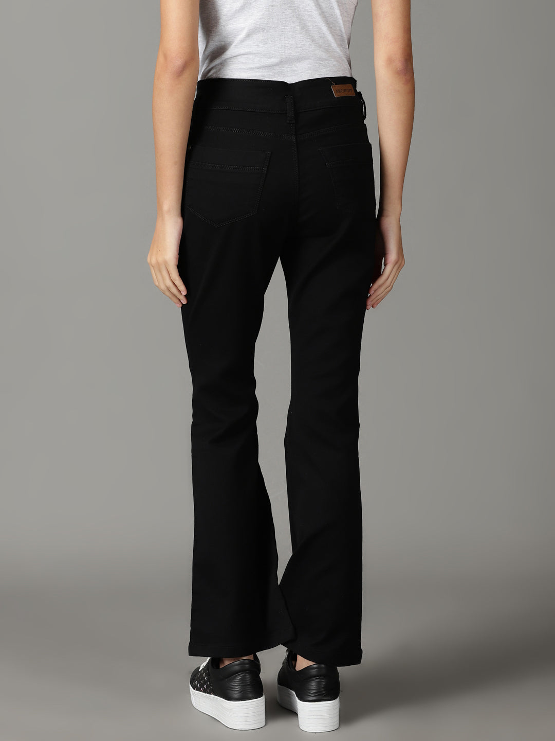 Women's Black Bootcut High-Rise Acid Wash Stretchable Jeans