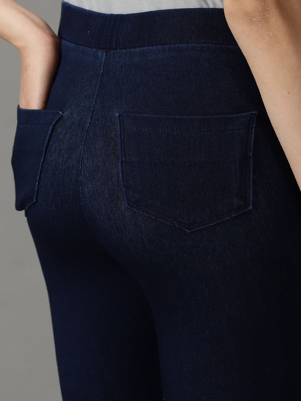 Women's Navy Blue Skinny Fit Acid Wash Stretchable Cotton Jeans