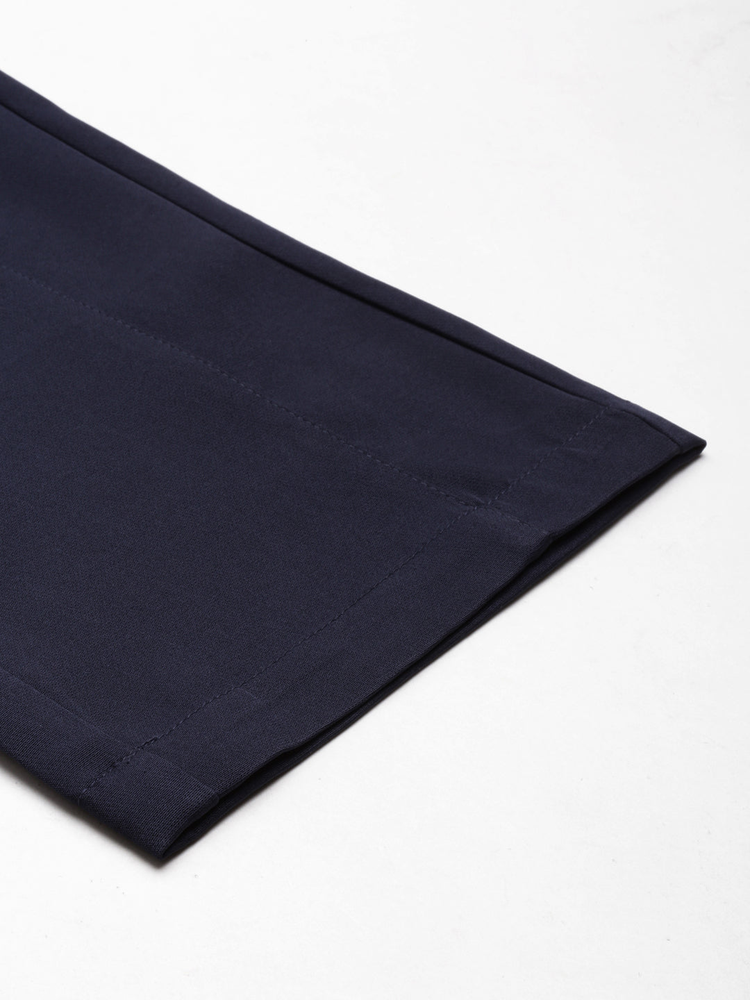 Women's Navy Blue Straight Fit High-Rise Fromal Trousers